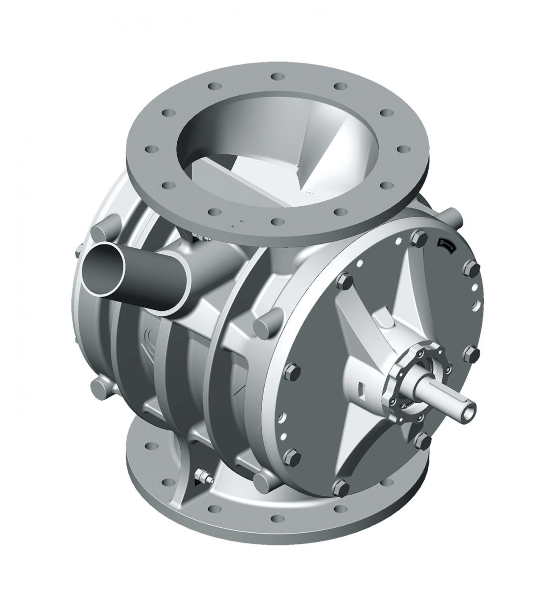 Coperion's ZVB rotary valve is a stainless steel rotary valve