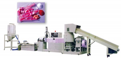 Plastic wastes recycling machine with special shredding design