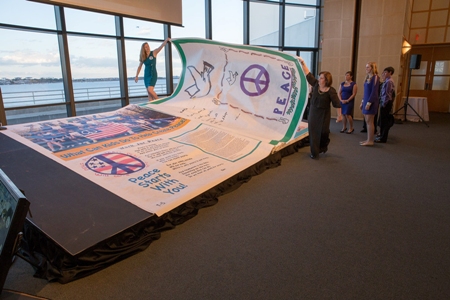 The Big Book Pages for Peace Project printed on DuPont Tyvek