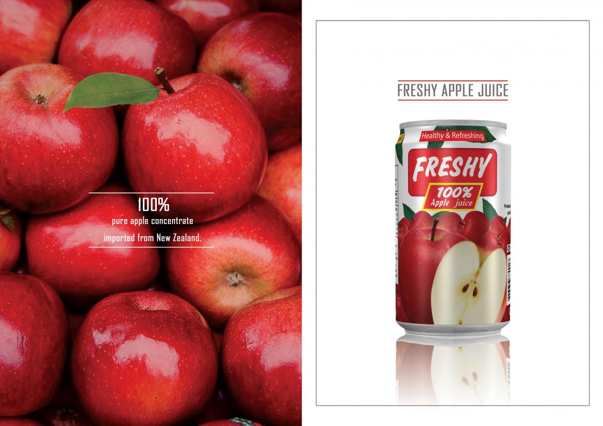 Apple juice, one from Freshy's range of fruit juices