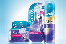 Venus Swift razor, blades and shave gel