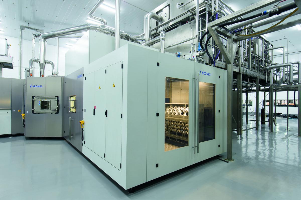 The replacement Krones moulds are housed in a small sterile room at the back