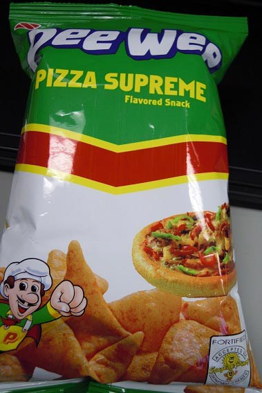 Pee Wee pizza flavored snack