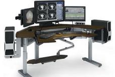 Ergonomically designed radiology sit/stand desk