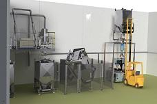 Flexible IBC-based beverage powder manufacturing system