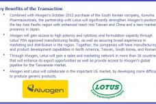 Alvogen and Taiwan’s Lotus Pharma merge Asian operations