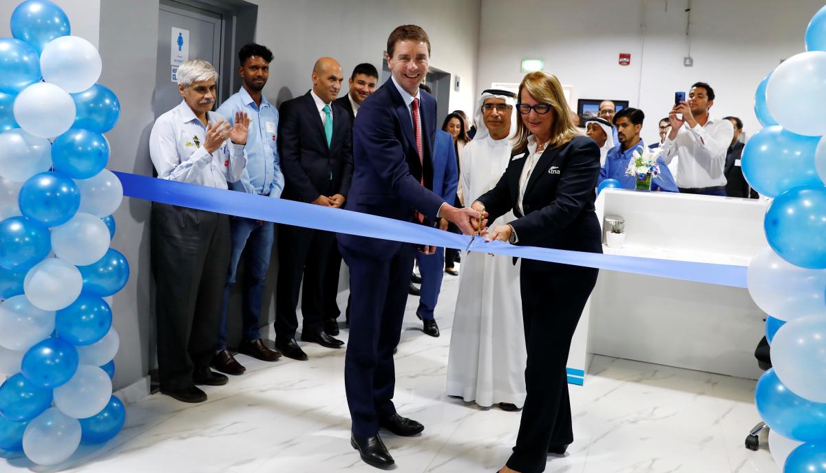 Australian Consul General to Dubai Ian Halliday and tna director and co-founder Nadia Taylor officially open tna's new facility in the Middle East.